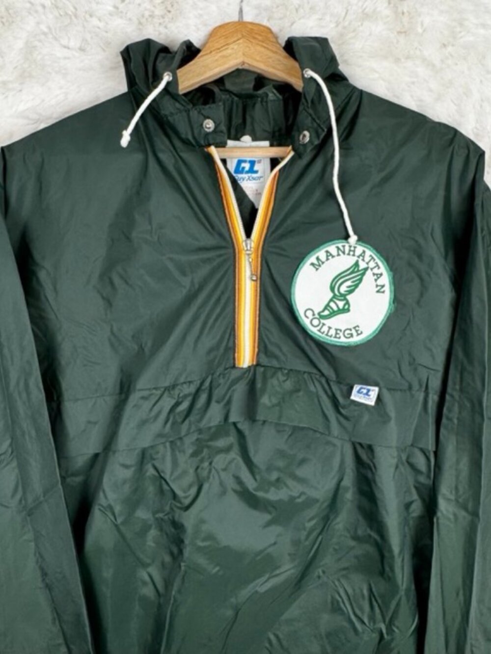 Vtg 80s Manhattan College Guy Xsar Windbreaker Jacket Packable Running Medium
